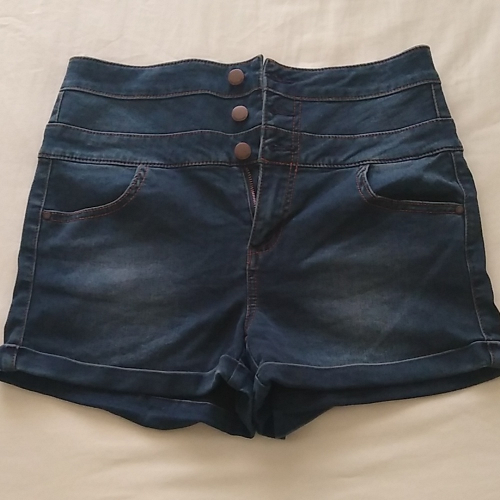 High-rise soft jean shorts